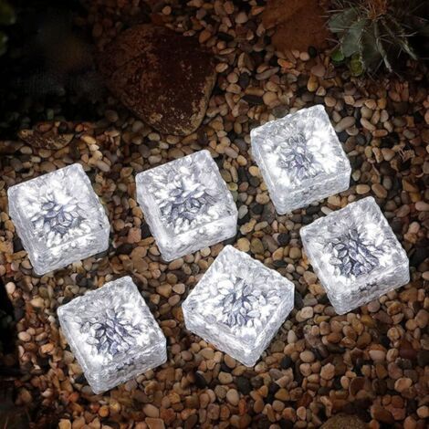 Tigrezy - 6er Set Solarleuchten Aus Glas In Pflasterstein-optik - Kaltweißes Licht - Ein-/ausschalter Mit Lichtsensor - Wasserdichte Solarlampe - Bodeneinbauleuchte Für Außenbereich, Garten, Weg, 7 X