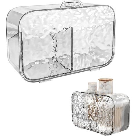 Badezimmer-organizer, Make-up-aufbewahrung, Transparente Box Für Wattestäbchen, Wandmontiert, Mit Deckel Und 2 Fächern