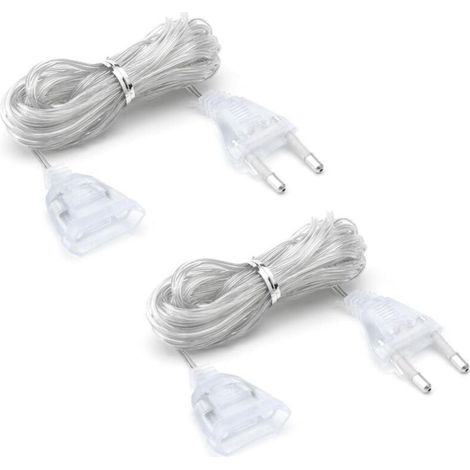 2 Stück Verlängerungskabel, Transparentes 5m Verlängerungskabel, Euro-stecker 220v, Flaches Kabel, Verlängerungskabel Für Led-laternen Und Außenbereich
