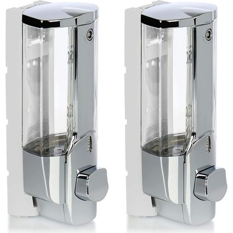 Wandseifenspender 2x Nachfüllbar 380ml Einfache Installation Mit Schrauben Und Dübeln Für Duschgel Und Lotionen (chrom)