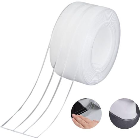 Dichtungsband, Badezimmer Doppelfalz Silikon Weiß Klebeband Badewanne Selbstklebend/wasserdicht Schimmelprävention Kakerlake Für Küche Spüle 38mm 3,2m - Transparent (1er Pack)