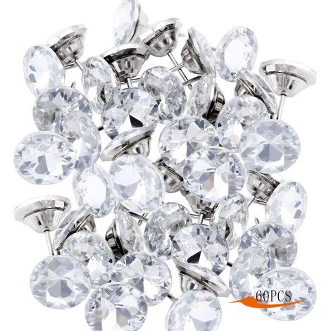 Set Aus 60 Dekorativen Kristallnägeln, 20 Mm (30 Stück) Und 25 Mm (30 Stück), Möbelnägel In 2 Stilen, Polsternägel Für Sofa, Kopfteil Und Wanddekoration