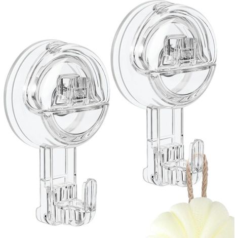 Saugnapf-haken, 2 Stück, Transparent, Abnehmbar, Robust, 3 Kg, Ohne Nägel, Für Badezimmer, Küche, Fenster, Bademantel
