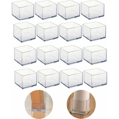 Satz Von 16 Quadratischen Silikon-stuhlbeinschonern, 25 X 25 Mm, Zum Schutz Von Hartböden Vor Kratzern Und Zur Geräuschreduzierung