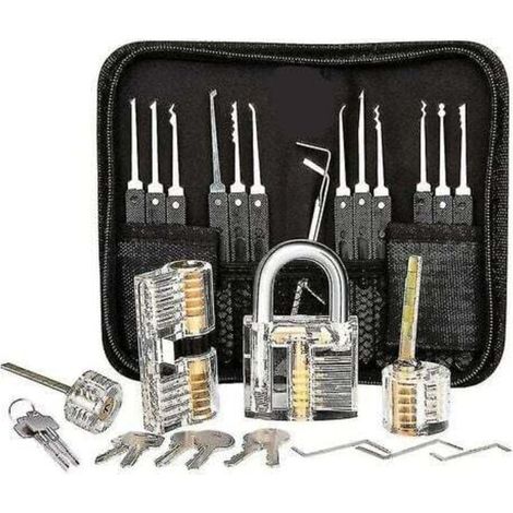 Schlossöffnungs-set, 25-teiliges Schlossöffnungs-set, Übungs-werkzeuge Mit 3 Durchsichtigen Schlössern