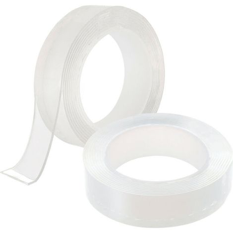 2er-pack Doppelseitiges Klebeband Extra Stark 3m - Multifunktional - Wiederverwendbar & Ablösbar - Transparent