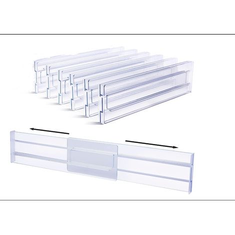 6er-set Verstellbare Schubladentrenner, 8,1 Cm Hoch, Ausziehbar Von 27,9 Bis 52,3 Cm, Für Kommoden, Küchenutensilien Und Büroorganisation