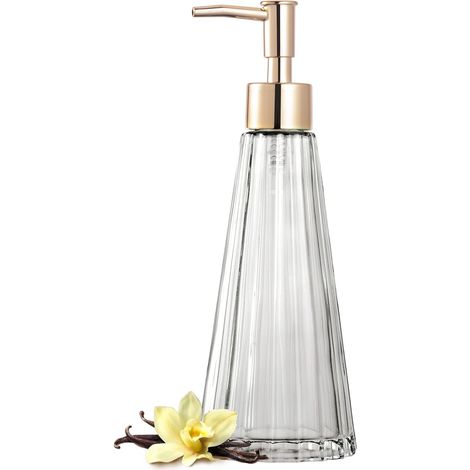 Eleganter Vintage-glasseifenspender – Flüssigseifen-/desinfektionsmittel-/shampoo-spender Mit Quaste (transparent)