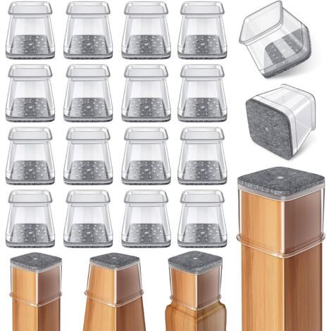 Set Aus 24 Quadratischen Silikonfilz-gleitern Für Stuhlbeine, Für Parkettböden (abmessungen: 1-1/16
