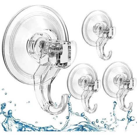 4er-set Saughaken, Transparente Wasserfeste Duschhaken Aus Robustem Kunststoff Mit Haken Für Fliesen In Dusche, Küche Und Badezimmer