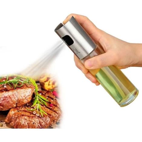 Küchenöl-sprühflasche Aus Glas Und Edelstahl - Jiyaru - 100 Ml - Transparent - Butterdose - Ölspender