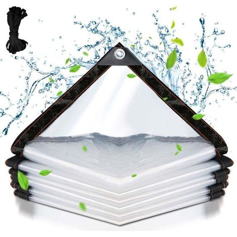 Transparente, Verstärkte Plane Für Den Außenbereich Mit Ösen, Pvc-plastikplane, Wasserdicht, Reißfest Und Winddicht, 3x3m