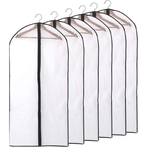 Kleiderschutzhüllen, Transparente Reißverschluss-schutzhüllen Für Hemden, Anzüge/mäntel, 6 Stück 60 X 140 Cm (xxl)