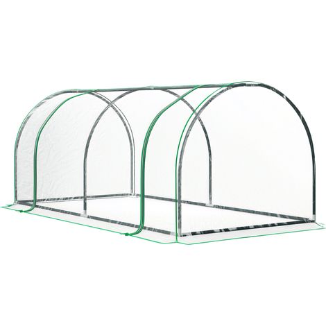 Mini-gewächshaus Für Tomaten, Maße: 2l X 1b X 0.8h M, Mit Reißverschlusstür, Transparente Pvc-plane, Stahlrahmen