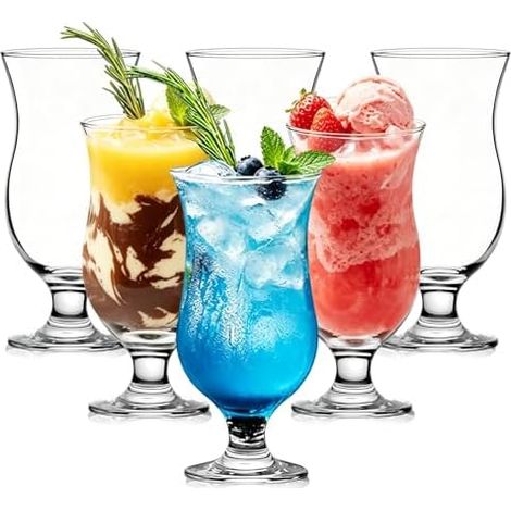 Hurricane-gläser, 6er-set, Pina Colada Gläser 410 Ml, Hohe Transparente Cocktailgläser In Tulpenform Für Tropische Cocktails, Daiquiri, Mocktails, Säfte, Milkshakes Und Partygetränke