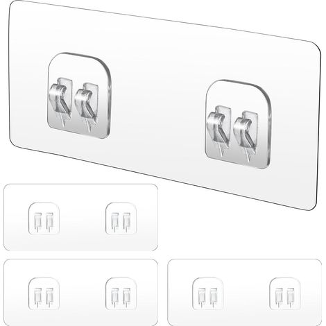 Kraftvolle Klebehaken, Transparente Farbe, 6 X 14 Cm, 4er-pack Haken Zum Aufhängen Eines Korbs Im Badezimmer Küchenaccessoires