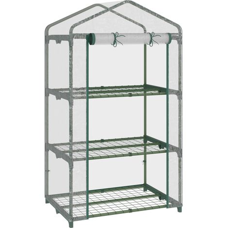 3-stufiges Gewächshaus, Terrassengewächshaus Mit 3 Regalen, Reißverschlusstür, Stahlrahmen, Pvc-plane Für Den Anbau Von Pflanzen Und Blumen, 69 X 49 X 125 Cm, Transparent