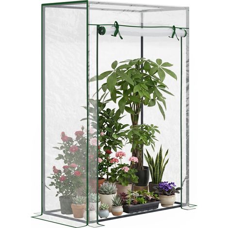 Gewächshaus Mit Rolltür Und Stahlrahmen, Gartengewächshaus Für Terrasse Oder Patio, 100 X 50 X 150 Cm, Transparent