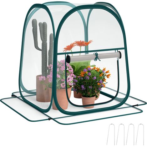 Klappbares Mini-gewächshaus Mit Plastikplane, Aufrollbarem Fenster Und Aufbewahrungstasche, 70 X 70 X 80 Cm, Transparent