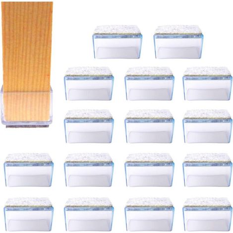 Satz Von 16 Filz-schutzkappen Für Stuhlbeine - Fußabdeckungen - Filzgleiter - Möbelgleiter - Stuhlsocken (rechteckig, 25 X 50 Mm)