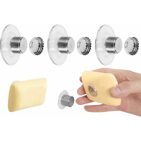 3er Set Magnetischer Seifenspender Mit Saugnapf, Wandmontierter Seifenspender Für Dusche Ohne Bohren, Magnet Für Feste Seife, Magischer Magnetischer Seifenspender Für Dusche Ohne Bohren – Für Badezimm