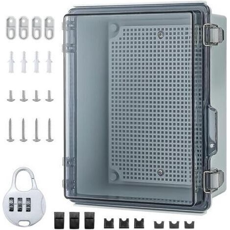 Wasserdichte Ip66-verteilerdose, Aufputzmontage, Mit Kombinationsschloss, Transparenter Außenschaltschrank Mit Wandmontagezubehör Und Schloss, Kabelabzweigdose