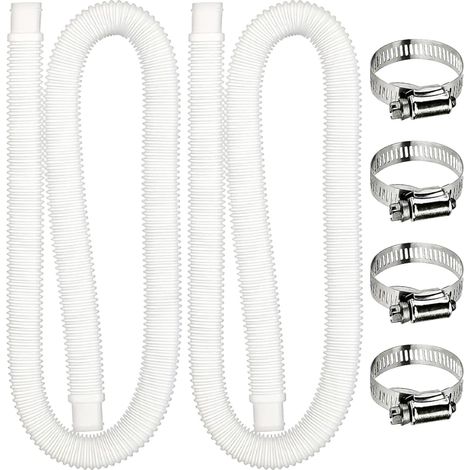Ersatzschlauch Für Poolfilter, 1,5 M Mit 4 Metallenen Schlauchklemmen, Für Aufstellpools, 2er-pack (transparent)