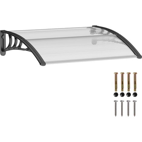Eingangstür-vordach, Markisen-dach Aus Polycarbonat Und Aluminium, Witterungsbeständiges Schutzdach Gegen Regen Und Uv-strahlen Für Terrasse Und Balkon, 100 X 75 Cm, Transparent