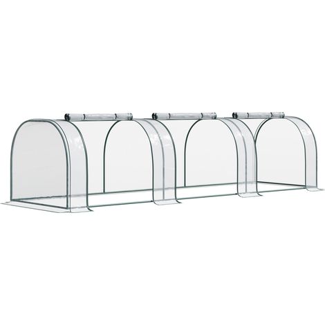 Mini-gewächshaus Für Den Garten, Mini-tunnelgewächshaus, Tomatengewächshaus 3,5l X 1b X 0,8h M, Stahl Pvc Hohe Dichte Uv-beständig, 3 Fenster Mit Einrollbaren Reißverschlüssen, Grün Und Transparent