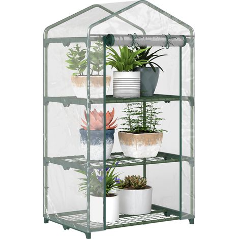 Gewächshaus Mit 3 Regalebenen. Balkongewächshaus. Verstärkte Pvc-plane. Stahlrahmen. Reißverschluss-rolltür. Für Gemüse, Pflanzen Und Blumen. 69 X 49 X 125 Cm. Transparent