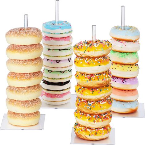 Transparenter Donut-ständer, Farbe 11,5x11,5x30 Cm, Quadratische Basis, 4-stufiger Acryl-donut-turm, Dessertständer Für Geburtstags- Und Hochzeitstabellen