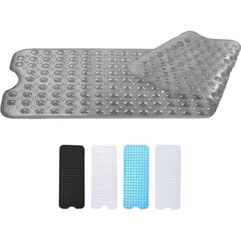 Rutschfeste Badematte, Grau Transparent, 100 X 40 Cm, Mit Starken Anti-schimmel-saugnäpfen, Maschinenwaschbar.