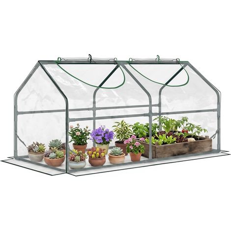 Mini-gewächshaus Mit 2 Rollfenstern, Pvc-abdeckung, 120 X 60 X 60 Cm, Transparent