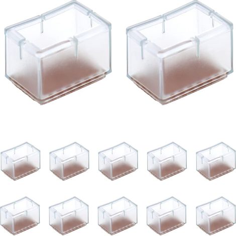 12 Stück Rechteckige Silikon-stuhlbeinschoner Für Stuhl-/tisch-/sofabeine, Breite 24-30 Mm X Länge 39-47 Mm