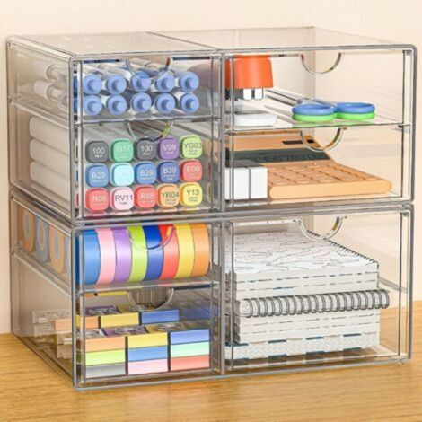 Transparente Acryl-aufbewahrungsbox Für Den Schreibtisch Mit 7 Schubladen: Make-up-aufbewahrungsbox Mit 2 Schubladen, Kosmetik-organizer, Bürobedarf Und