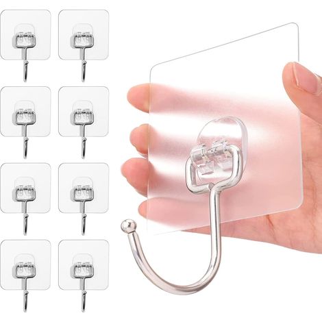 8 Stück 15 Kg (max.) Transparente Selbstklebende Haken, Selbstklebende Wandhaken Für Badezimmer, Küche, Bad Und Büro