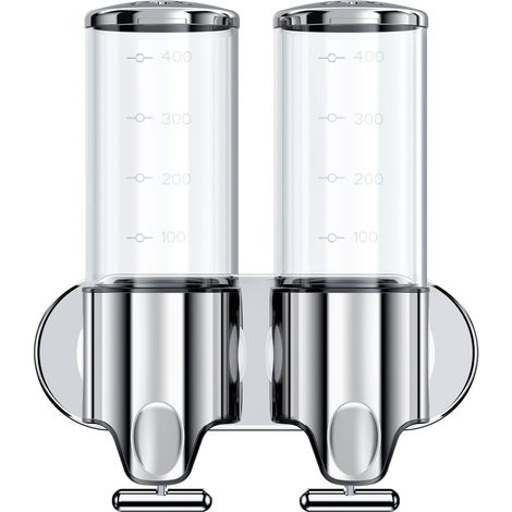 (transparent) 500ml X 2 Wandseifenspender, Doppelter Handseifenspender Flüssigseifenspender Duschgel Shampoo Für Küche Badezimmer Hotel