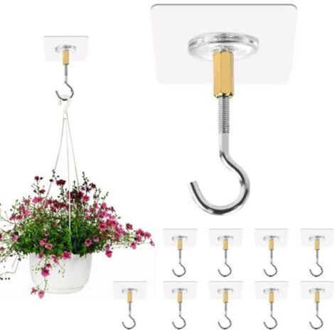 10 Selbstklebende Deckenhaken, Ohne Bohren, Transparente Deckenhaken, Geeignet Zum Aufhängen Von Pflanzen, In Küchen, Badezimmern, Häusern Und Anderen Orten.