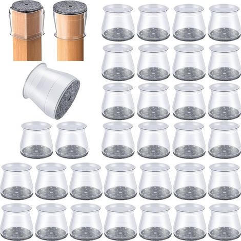 Transparente Stuhlbeinschoner (große Größe, Empfohlen Für Stuhlbeine Mit Einem Durchmesser Von 3,4 Bis 4,5 Cm). 32er-pack.