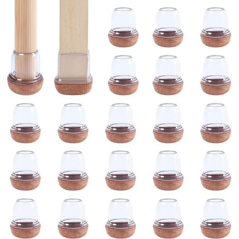 Satz Mit 24 Transparenten Filz-stuhlbeinschonern, 19-25 Mm, Aus Silikon, Elastisch, 19 Mm