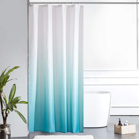 Waschbarer, Schimmelresistenter Duschvorhang 120 X 200 Cm, Wasserdicht Aus Polyester Mit Originellen Haken, Türkis-farbverlauf