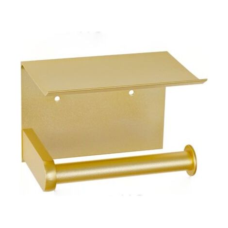 Toilettenpapierhalter, Wandmontierter Toilettenpapierhalter Mit Ablagefach, Selbstklebend, Aluminium (gold), 1 Stück