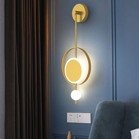 Led-wandleuchte, Runde Goldene Wandleuchte, Dekorative Innenwandleuchte Mit Messingfinish Und Marmorschirm, Wandlampe Für Wohnzimmer, Schlafzimmer, Badezimmer, Flur, Gästezimmer