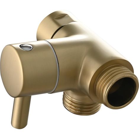 G1/2" Umsteller Für Dusche Und Badewanne, Messing 3-wege-ventil Als Anschluss Für Doppel-duschkopf, Gebürstetes Gold