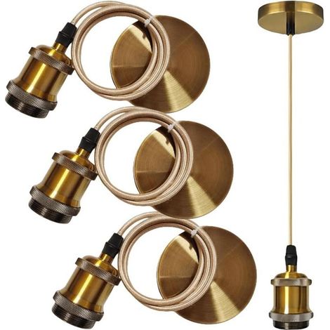 3er Set Vintage Hängelampen, E27 Vintage Lampenfassung Mit 100cm Kabel, Lampenfassung Mit Aufhängung Für Beleuchtung