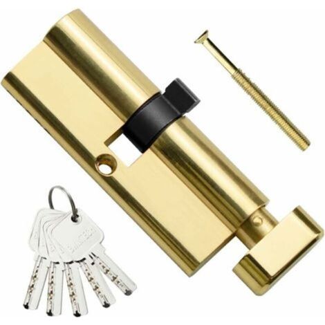 1 Messingzylinder Euro 40t/40 Mm, Schlüssel-/zylinderknopf Von 80 Mm Mit 5 Horizontalen Messingschlüsseln, Pickfest, Bohrfest, Schlagsicher, Stoßfest, Polierte Messingoberfläche. B