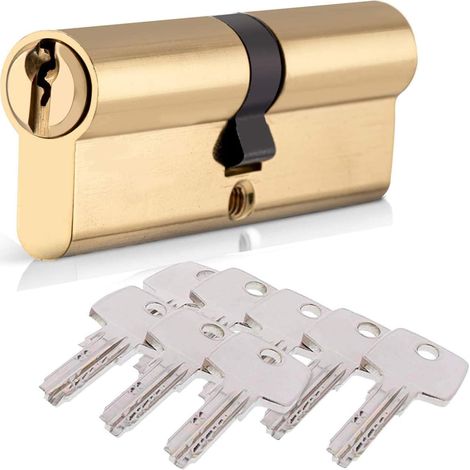 40/40 (80mm) Schließzylinder, Homek Doppelter Türzylinder Mit Europäischem Profil Und 8 Schlüsseln, Messingfinish, Stoß-, Bohr- Und Pickingschutz