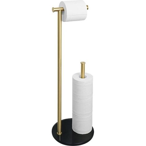 Toilettenpapierständer Auf Standfuß, Toilettenpapierhalter Und -spender Aus Gehärtetem Glas Und Edelstahl Für Das Badezimmer, Goldfarben, Egkn220ld-2-gb