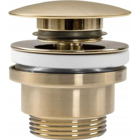 Rea – Universeller Waschbeckenablauf Mit Click-clack-mechanismus – Mattes Goldmessing – Durchmesser 45 Mm – Mit Überlaufloch – Korrosionsbeständige Langlebigkeit