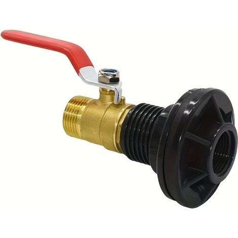 Pvc-trennwand-verbindungsset Mit Messing-kugelhahn – 1/2" Dn15 Adapter Für Regenwassertonne, Aquarium Und Tank